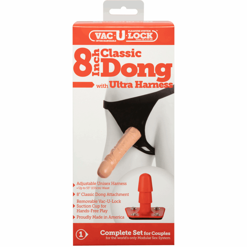 Klassieke dildo met Ultra harnas - 20 cm - Vanille - Afbeelding 3