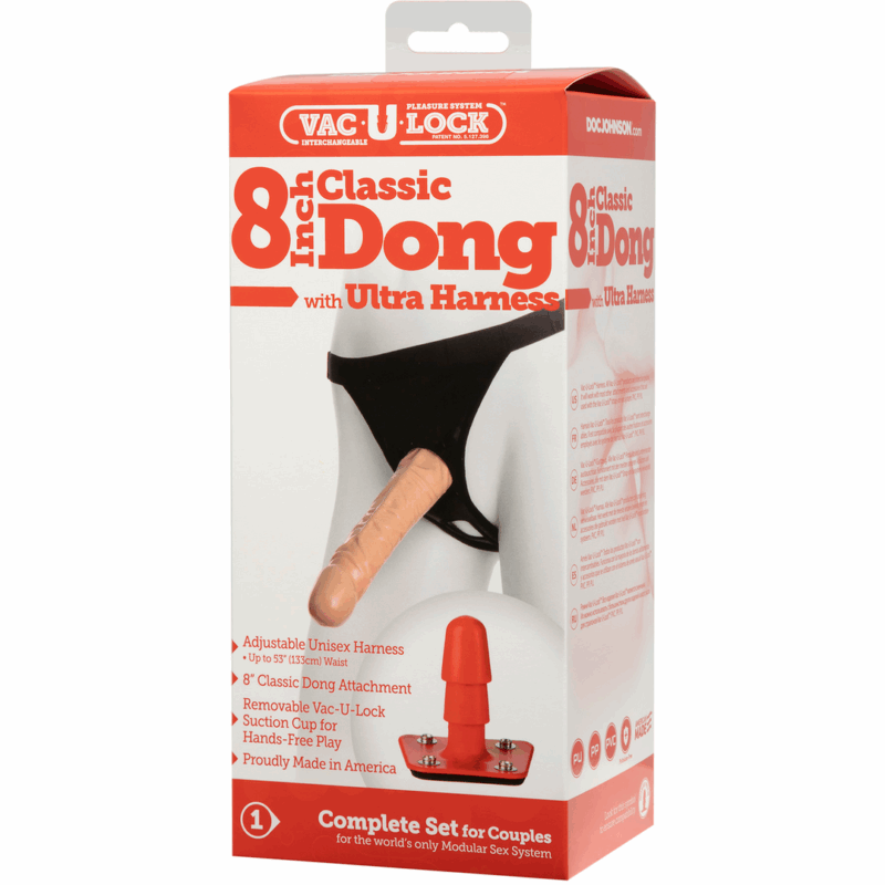 Klassieke dildo met Ultra harnas - 20 cm - Vanille - Afbeelding 4