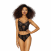 Stretch Mesh en Stretch Galloon Lace Bustier - M - Zwart