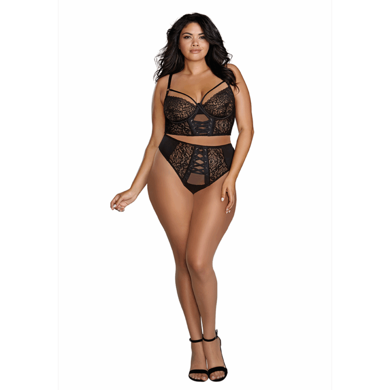Stretch Mesh and Stretch Galloon Lace Bustier - 1X
