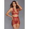 Delicate Floral Embroidery Drie Delige Set - S - Rood - Afbeelding 4