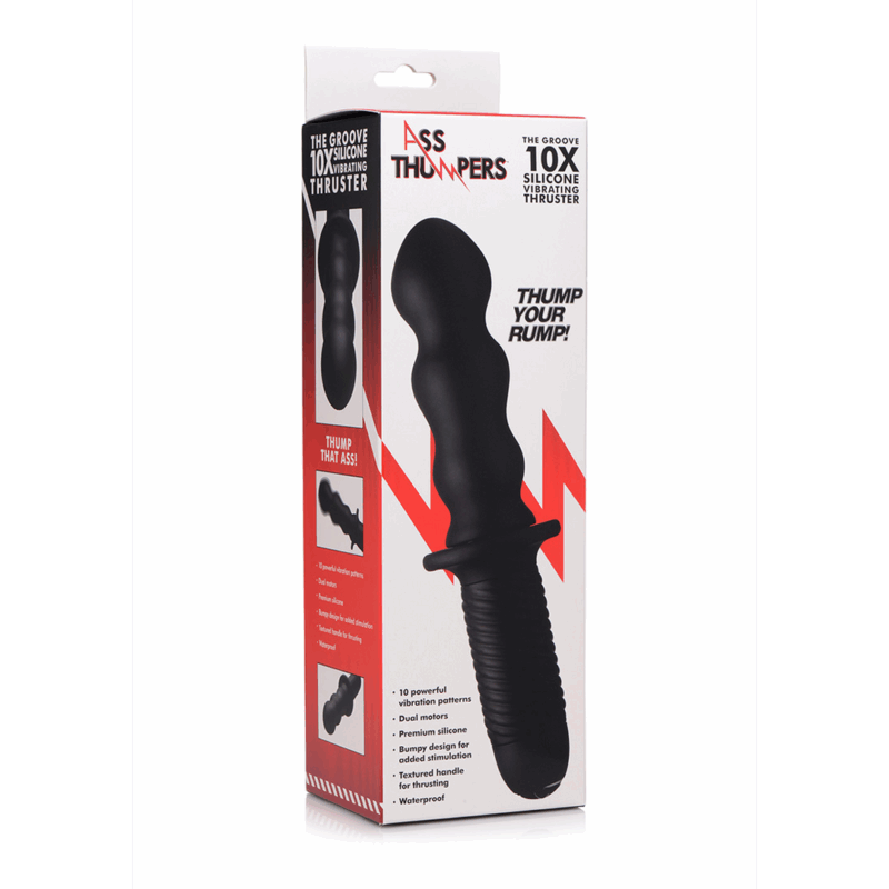 The Groove - Silicone Vibrator with Handle - Black - Afbeelding 2