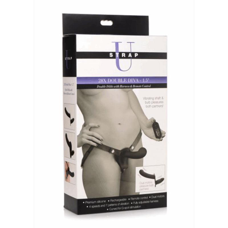 Double Diva - Double Dildo met Harness en Afstandsbediening - Afbeelding 2