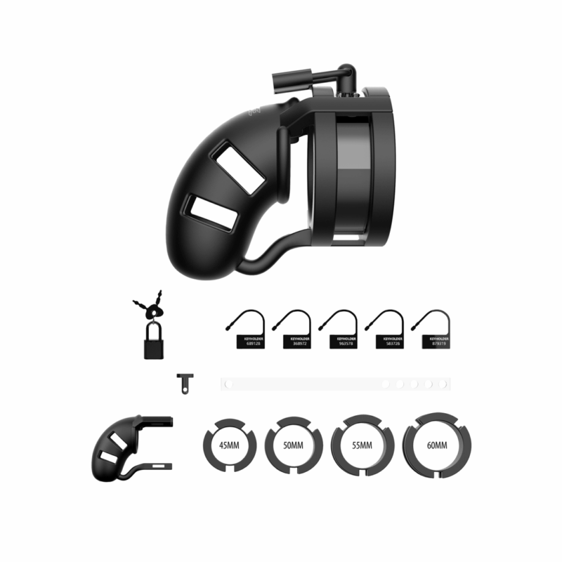Model 18 Chastity Cock Cage met Ballsplitter - 3.5 / 9 cm - Afbeelding 4