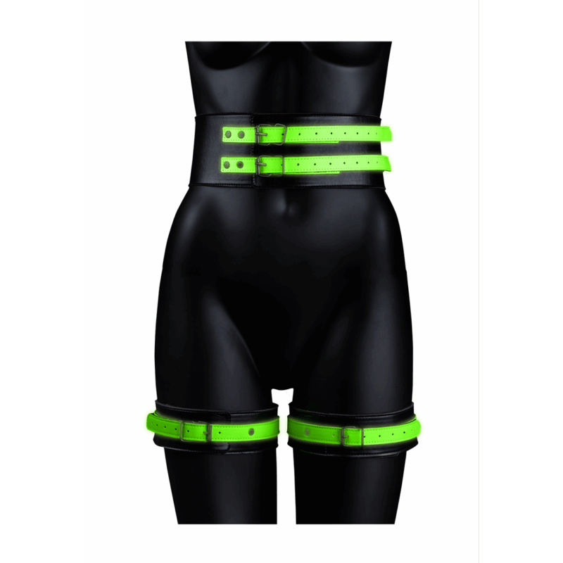 Dijbanden met Riempje en Handboeien - Glow in the Dark - S/M - Afbeelding 4