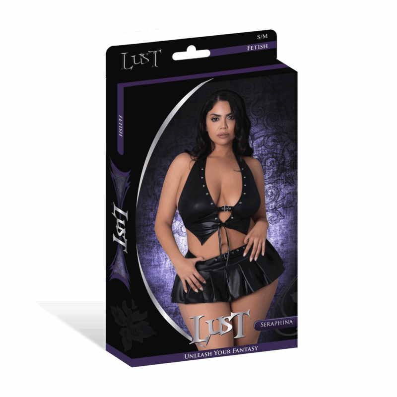 Seraphina - Halter Top met Rok en G-String - 2X - Zwart - Afbeelding 2