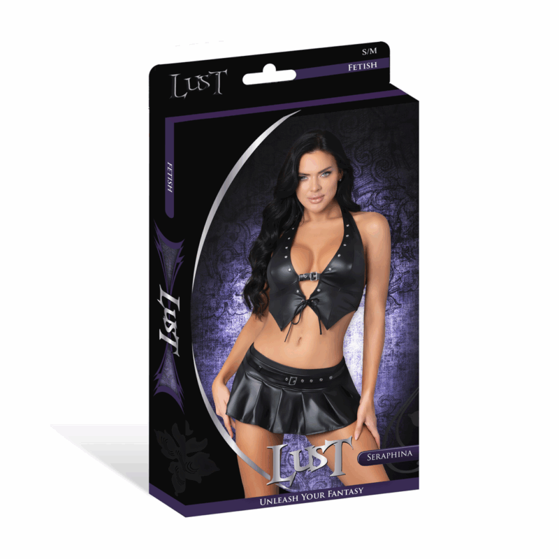 Seraphina - Halter Top met Rok en G-String - L/X - Zwart - Afbeelding 2