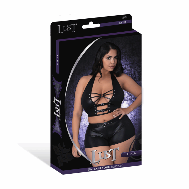 Thalia - Haltertop en Shorts met Ringen en Studs - 2X - Zwart - Afbeelding 2