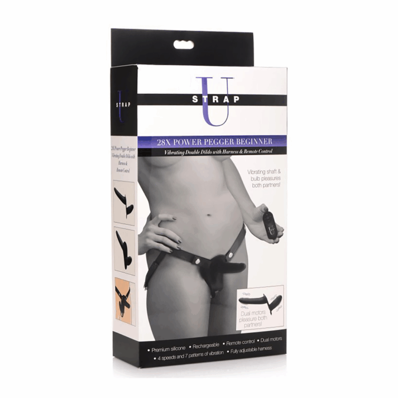 Pegger Beginner - Vibrerende Dubbele Dildo + Harness - Afbeelding 2