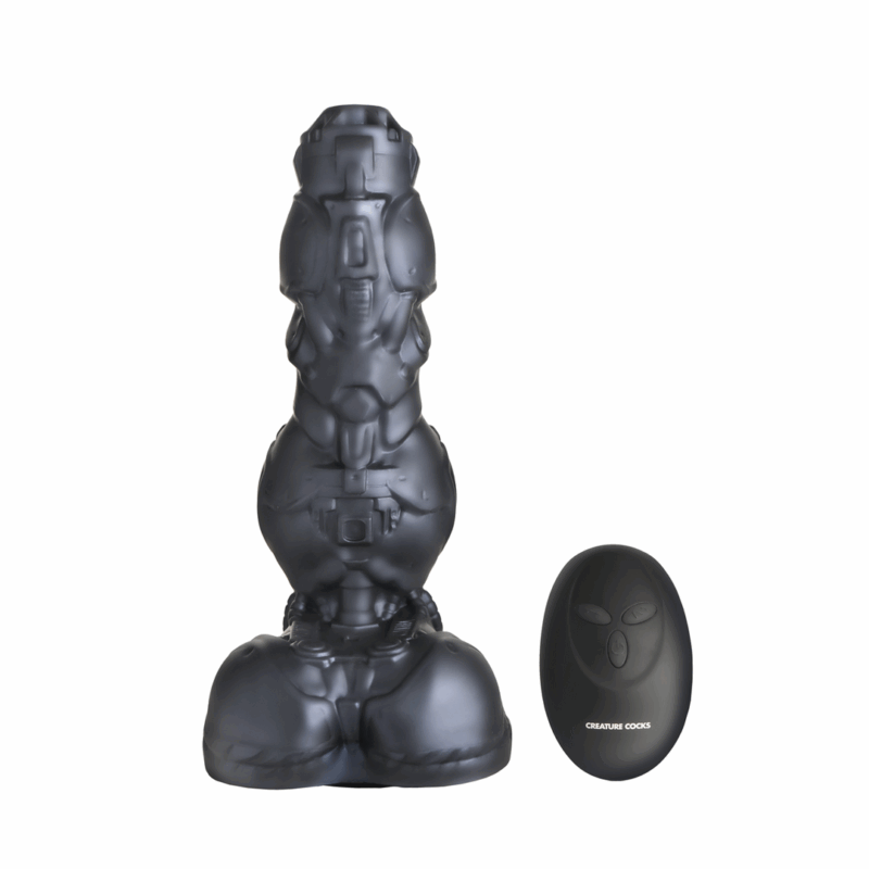 Cyborg Cock - Dildo de Silicona con Movimiento y Vibración - Plata