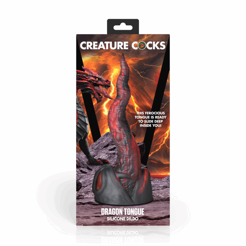 Dragon Tongue - Dildo de Silicona - Rojo/Negro - Afbeelding 3