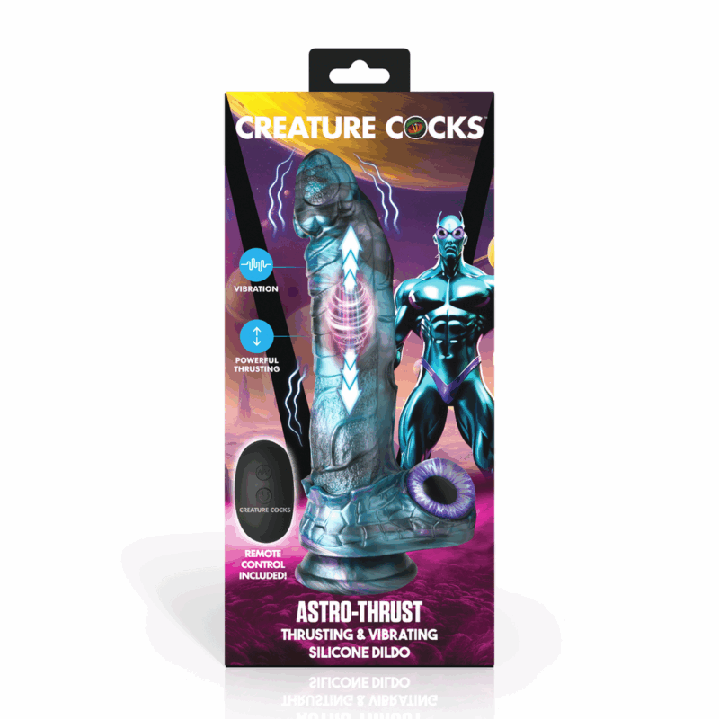 Astro-Thrust - Dildo de Silicona con Movimiento y Vibración - Azul/Púrpura - Afbeelding 3