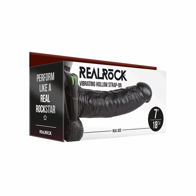 Vibrerende Hollow Strap-On met Ballen - 7 / 18 cm - Afbeelding 2