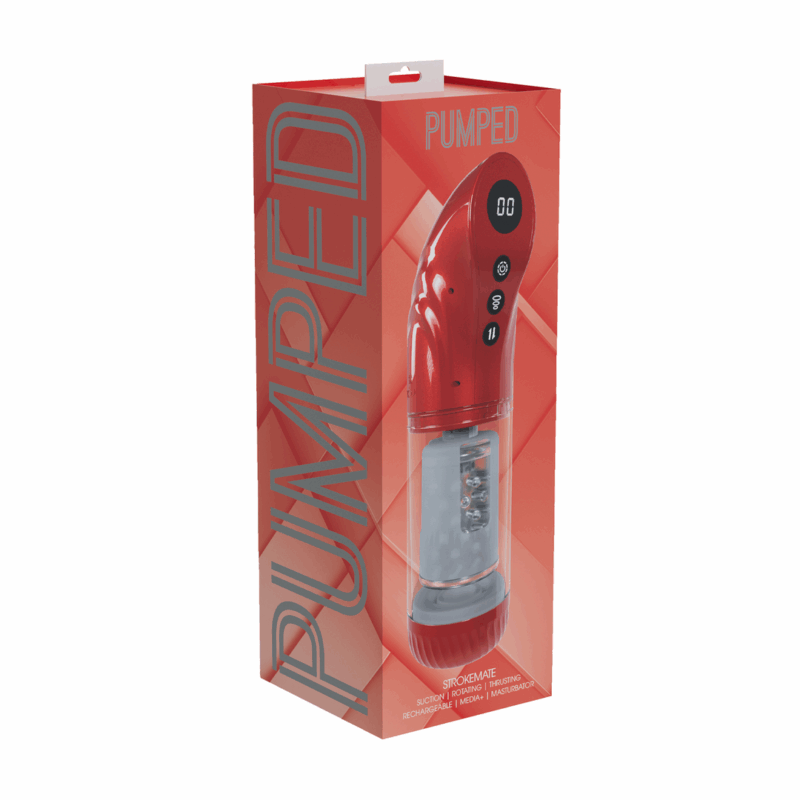 StrokeMate - Suction Rotation and Thrusting Masturbator Pump - Metallic Red - Afbeelding 2