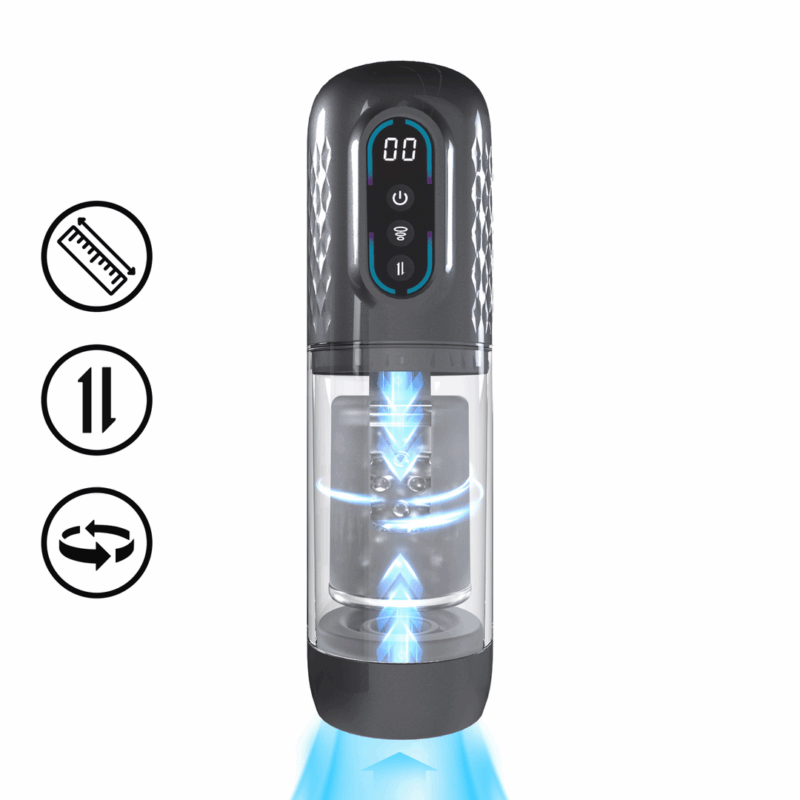 Vortex - Suction Rotation and Thrusting Masturbator Pump - Gun Metal